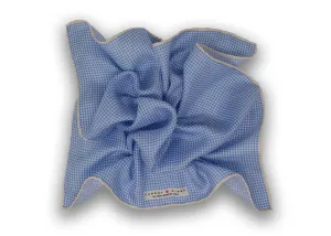 Blue Houndstooth with White Border Pocket Square