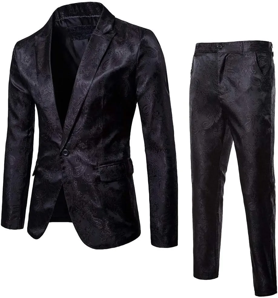 Blue Suit Men Suit Set Suit Jacket Men's Suits Slim Fit Plaid Suit Silk Suits for Men Mens Sport Coat