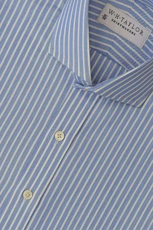 Blue White Dress Stripe Oxford Men's Bespoke Shirt