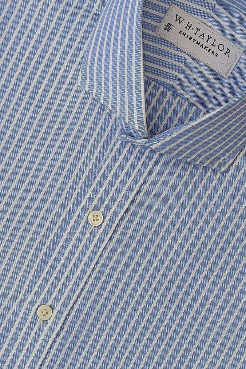 Blue White Dress Stripe Oxford Men's Bespoke Shirt