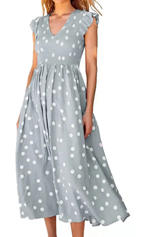 Blue Zone Planet |  Ladies waist-length polka-dot print dress