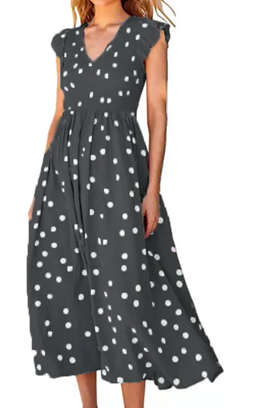 Blue Zone Planet |  Ladies waist-length polka-dot print dress