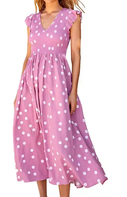 Blue Zone Planet |  Ladies waist-length polka-dot print dress