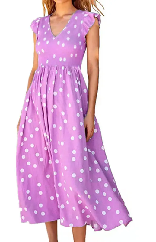 Blue Zone Planet |  Ladies waist-length polka-dot print dress