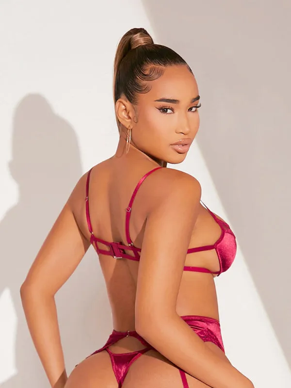 Blue Zone Planet |  New sexy lingerie four-piece set, high-end sexy lingerie set, bra garter belt, thong legs