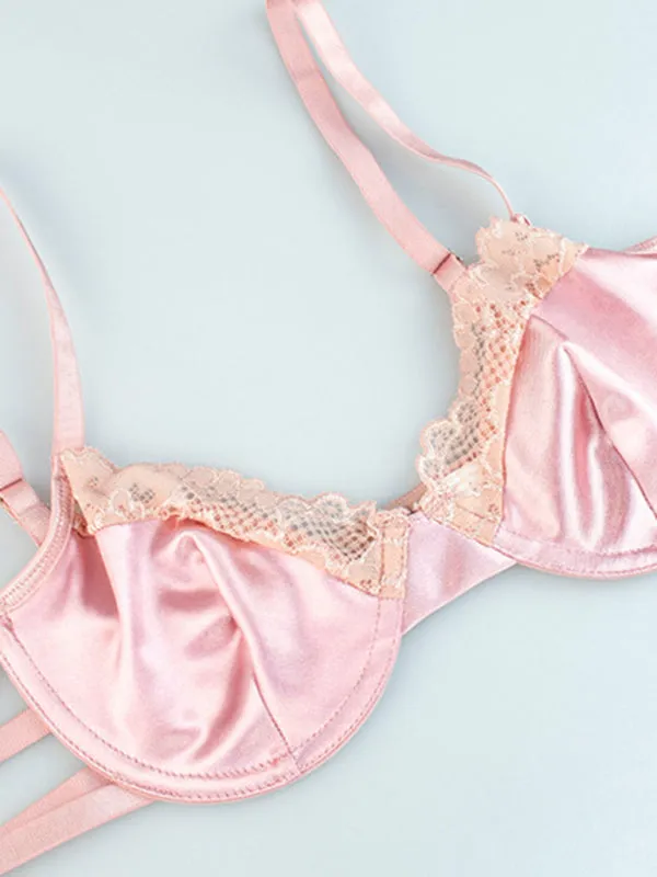 Blue Zone Planet |  New sexy lingerie four-piece set, high-end sexy lingerie set, bra garter belt, thong legs