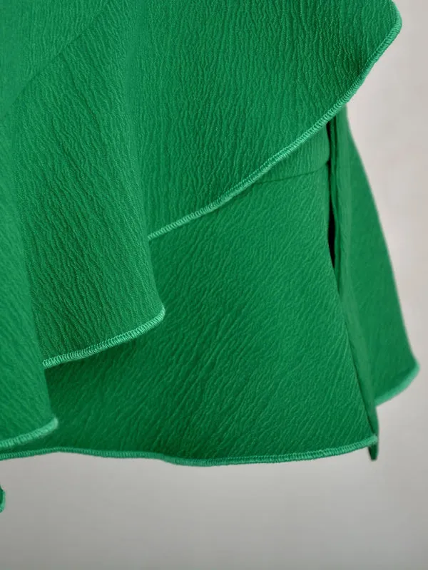Blue Zone Planet |  One Piece Tie Skirt High Waist Solid Ruffle Mini Skirt
