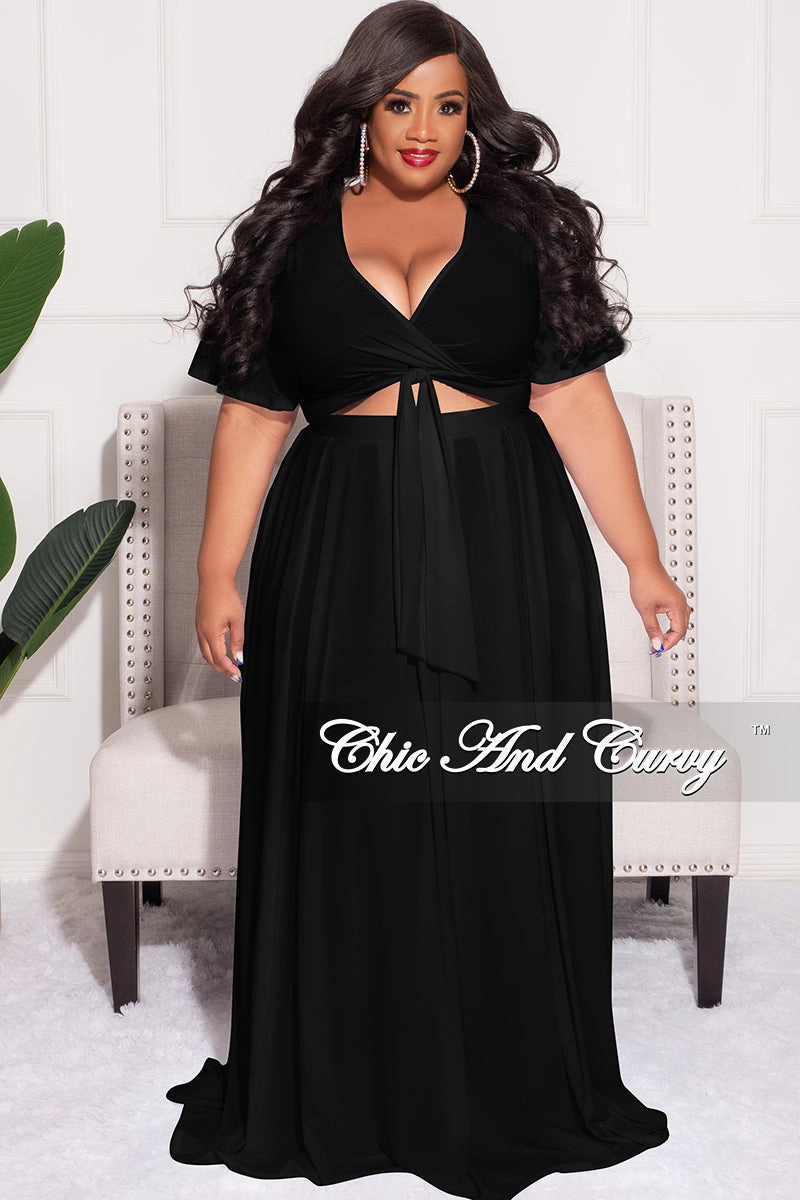 Final Sale Plus Size 2pc Skirt Set in Black Stretch Fit Wear Sport Ready Fit