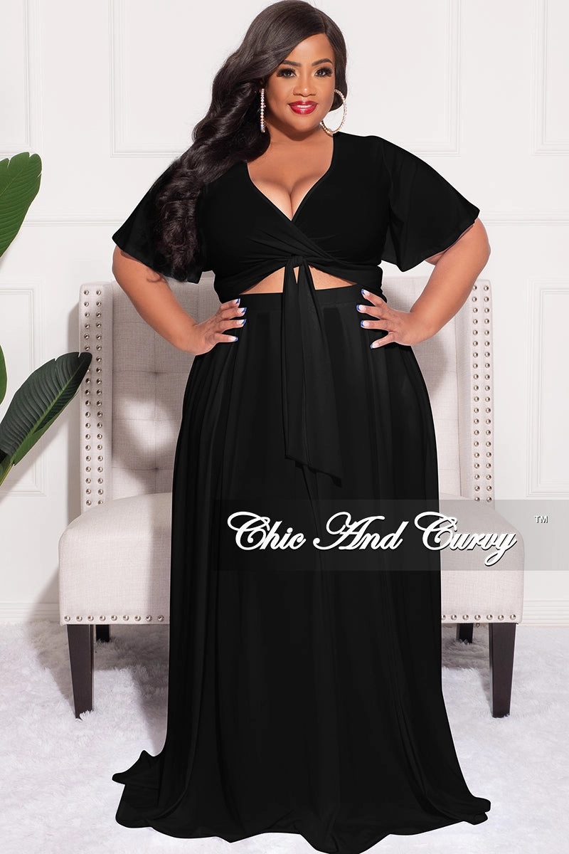 Multi-way wear PermeableCloth Final Sale Plus Size 2pc Skirt Set in Black