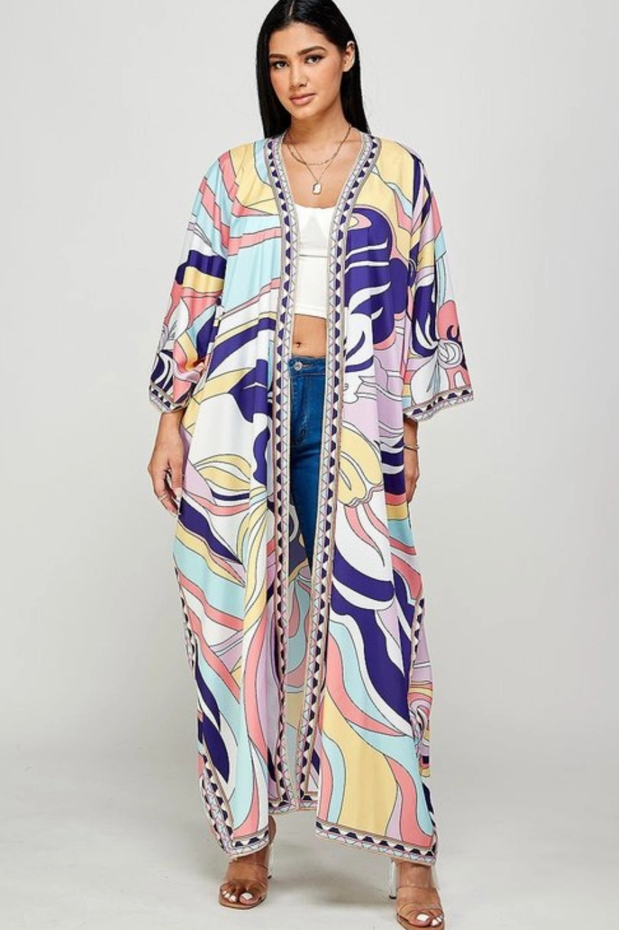 Final Sale Plus Size Caftan in Purple Multi Color Print NoBuckleDesign