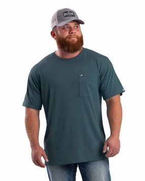 Berne Mens Performance Pocket Tee Tapestry Blue Cotton Blend S/S T-Shirt RelaxedFit