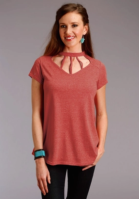 Roper Womens Red Poly/Cotton Taos Sunrise S/S T-Shirt Gradient effect