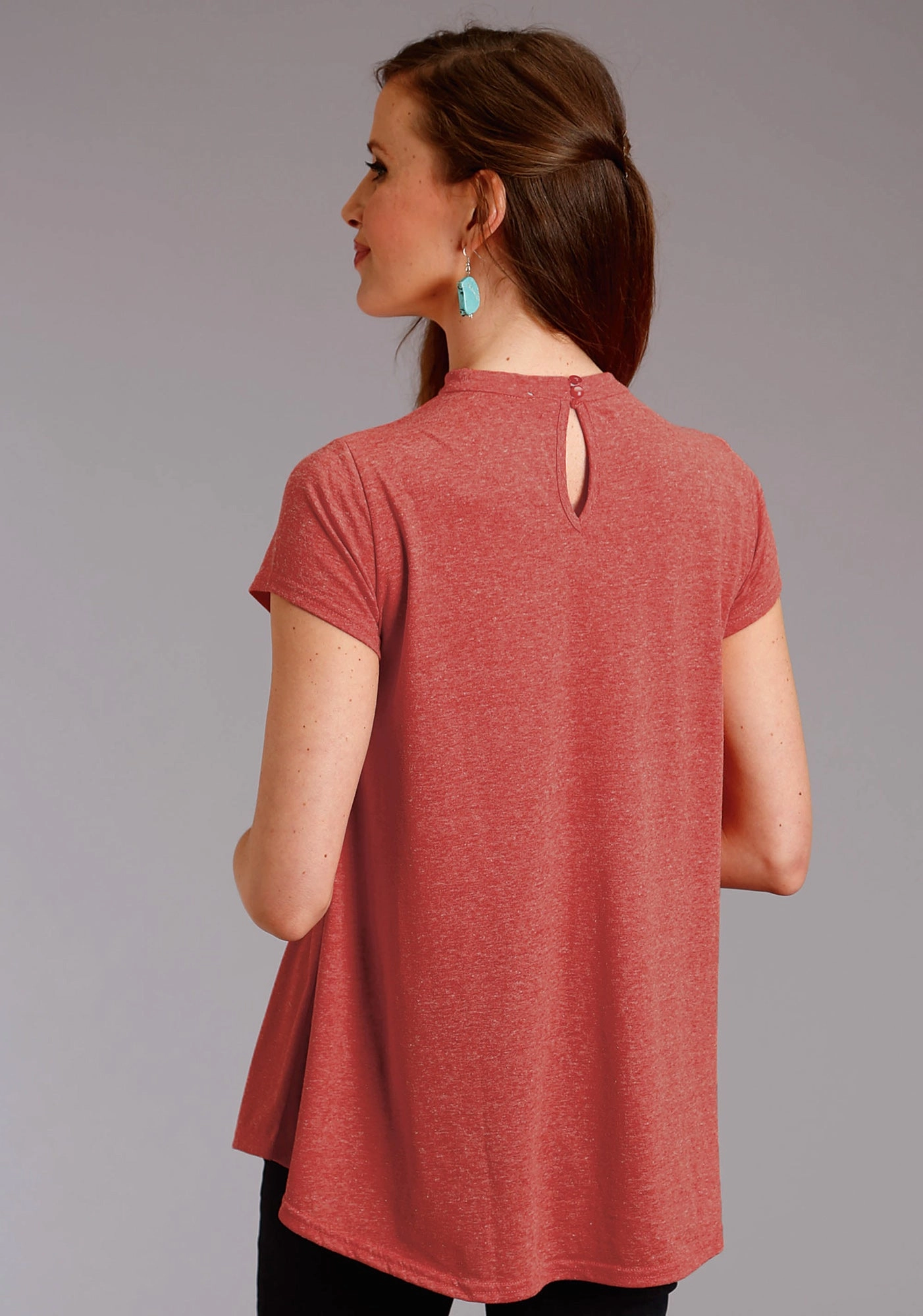 Roper Womens Red Poly/Cotton Taos Sunrise S/S T-Shirt Friends Meetup Wrinkle Resistant Material