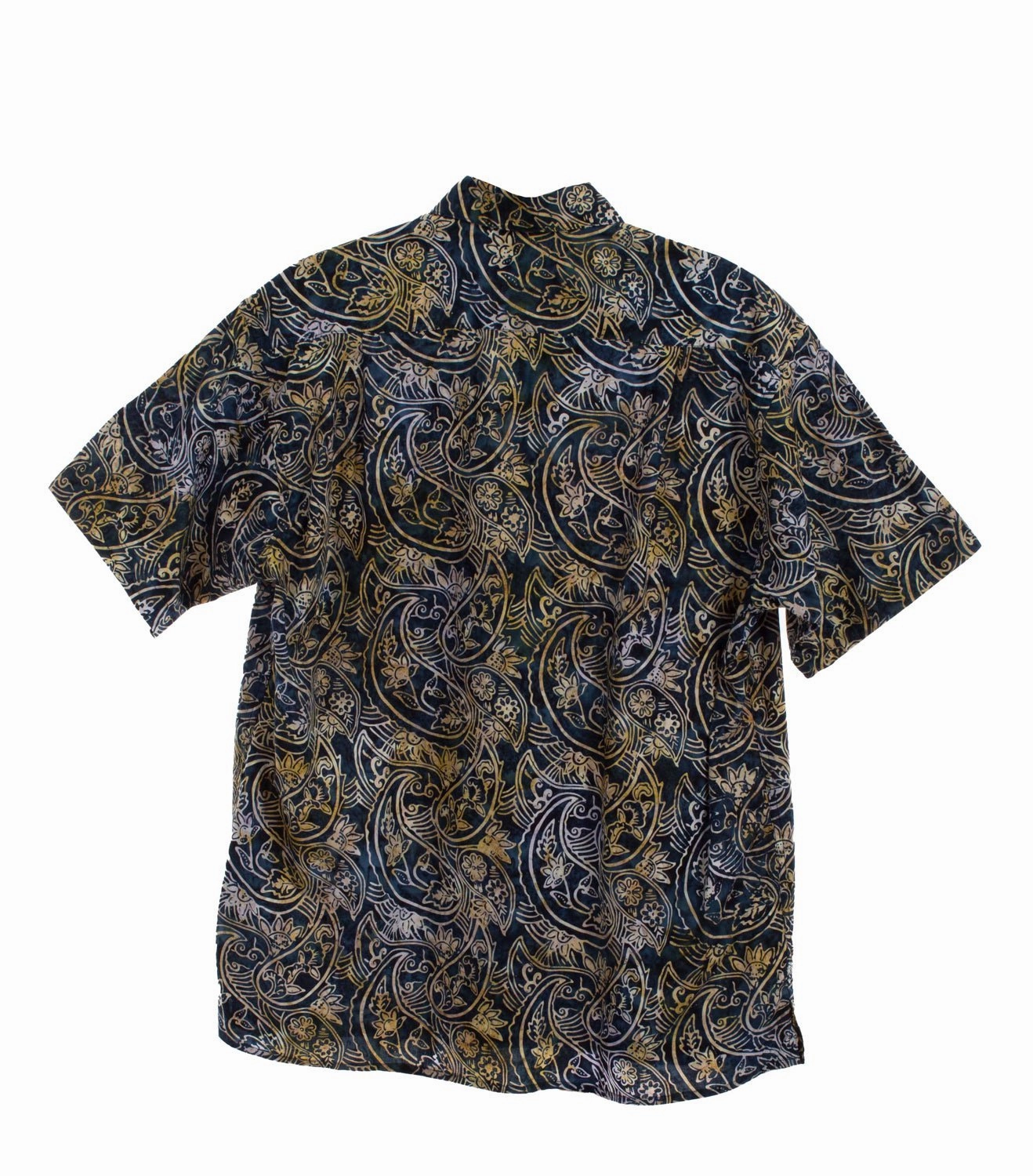 Scully Mens Paisley Batik Navy 100% Cotton S/S Shirt decorative element