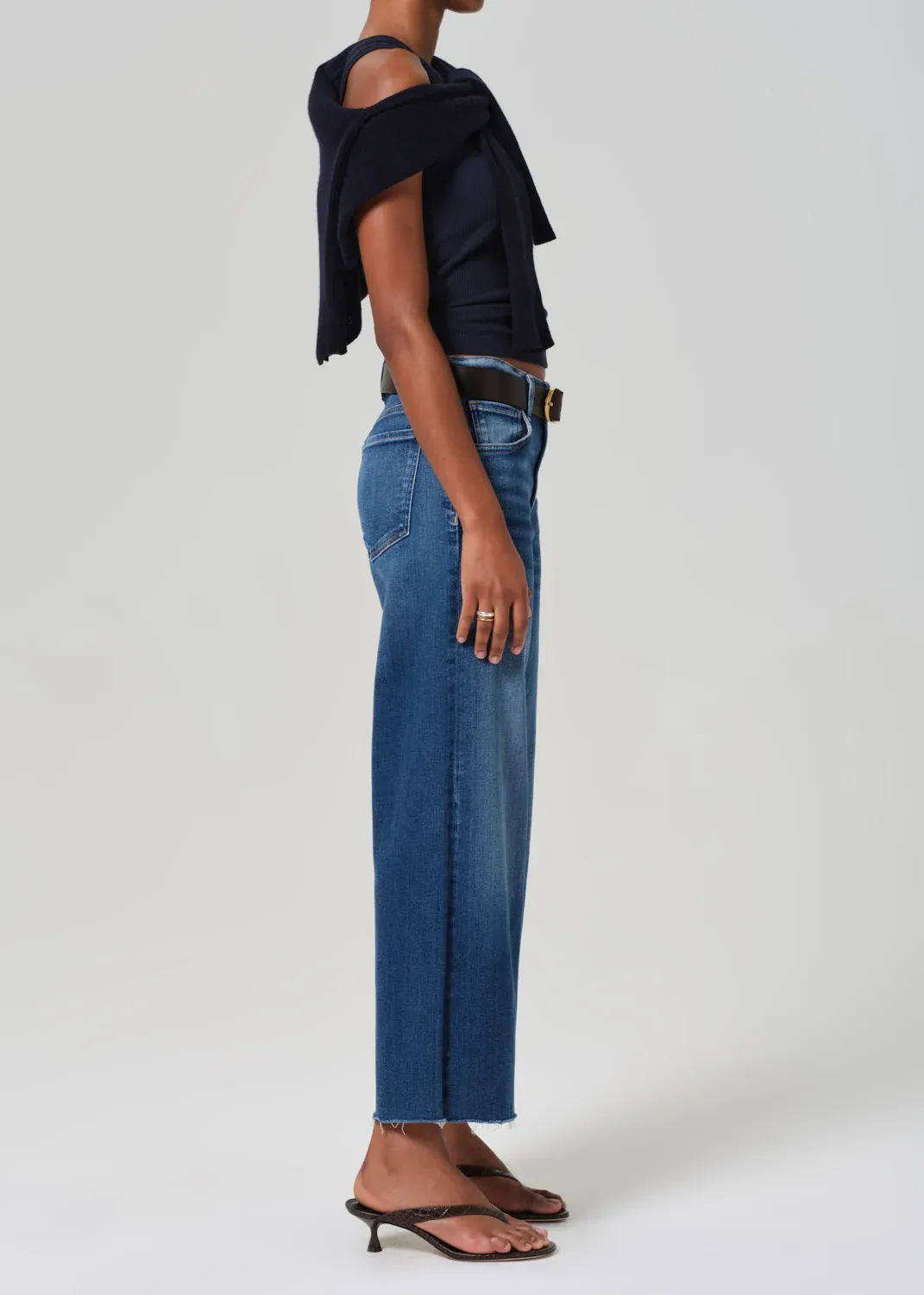 Lyra Wide Leg Crop Raw Hem Jean - Ambry Quick Wear