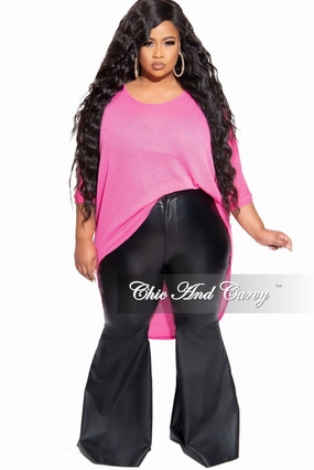 Final Sale Plus Size Knitted High-Low Top in Hot Pink No Fuss Fit