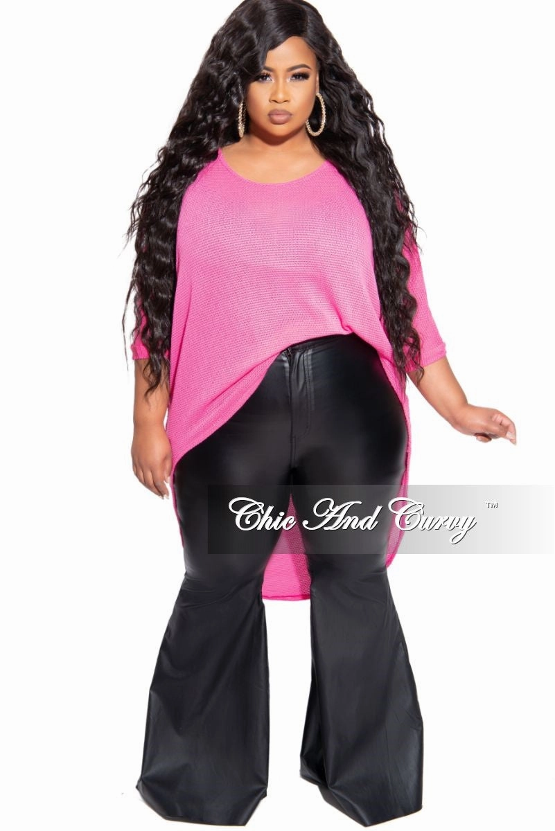 Final Sale Plus Size Knitted High-Low Top in Hot Pink No Fuss Fit