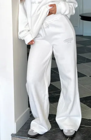 Missed Flights Wide Leg Sweatpants White Natural Feel