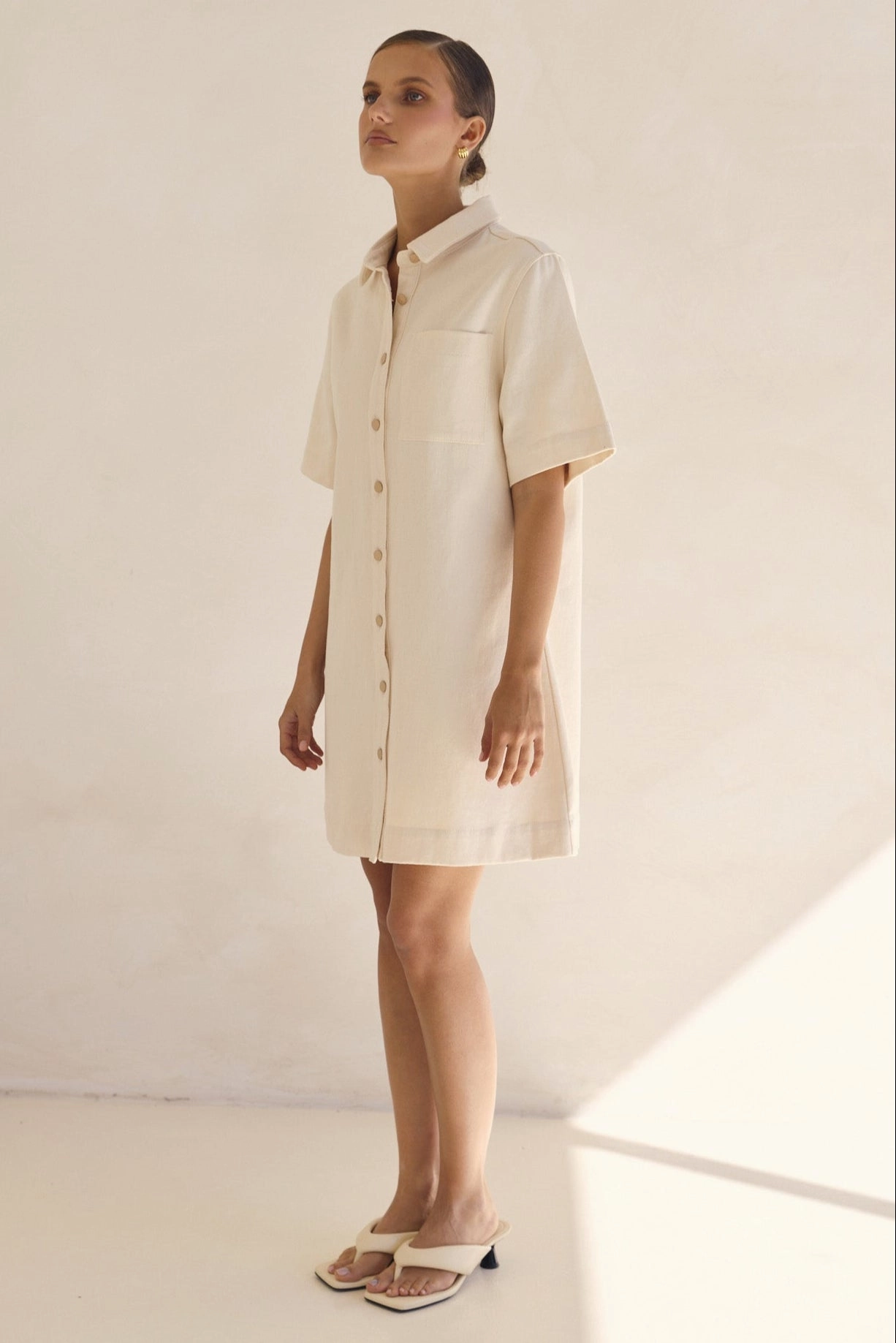 Dakoda Denim Dress (Cream) Fall Mood Gathered Skirt