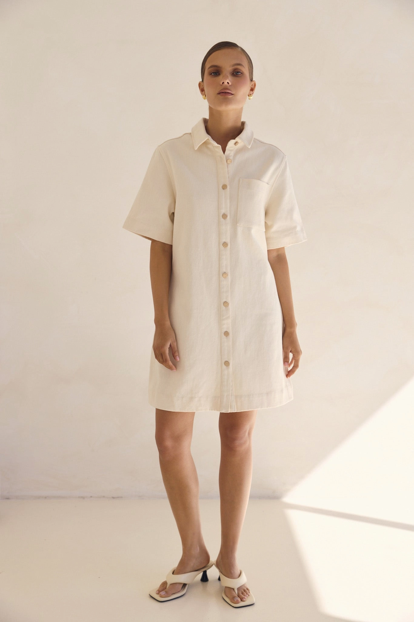 Dakoda Denim Dress (Cream) Light Elegance