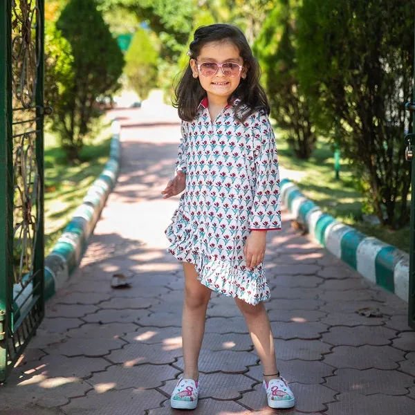 Boy & Girl Cotton Handblock Red & White Floral Printed twinning set Duo