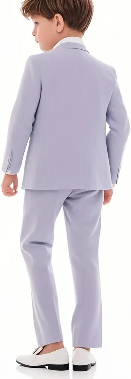 Boy's Seersucker Suits Slim Fit 2 Piece Suit Summer Beach Wedding Suits Casual Striped Jacket Pants