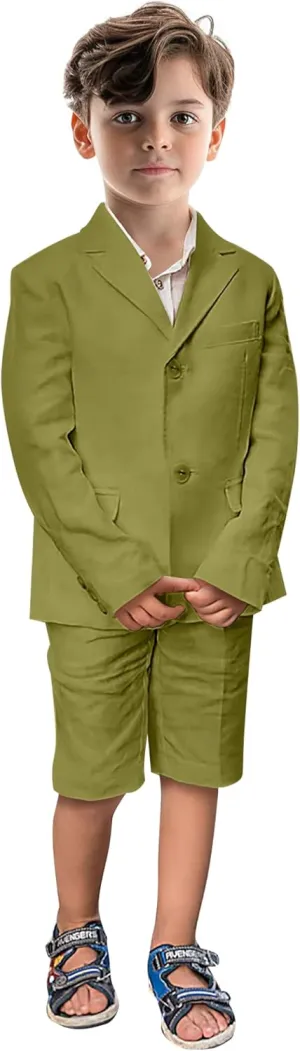 Boys' Suits 2 Piece Linen Suits Slim Fit Toddler Suit for Boys Beach Summer Wedding Outfit