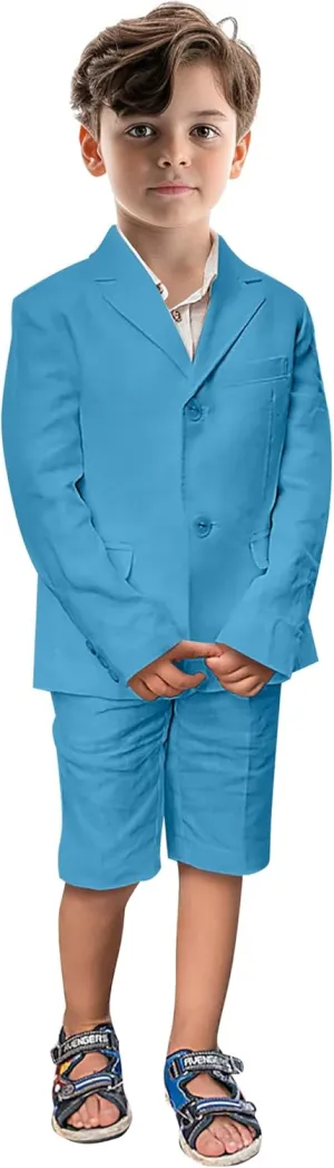 Boys' Suits 2 Piece Linen Suits Slim Fit Toddler Suit for Boys Beach Summer Wedding Outfit