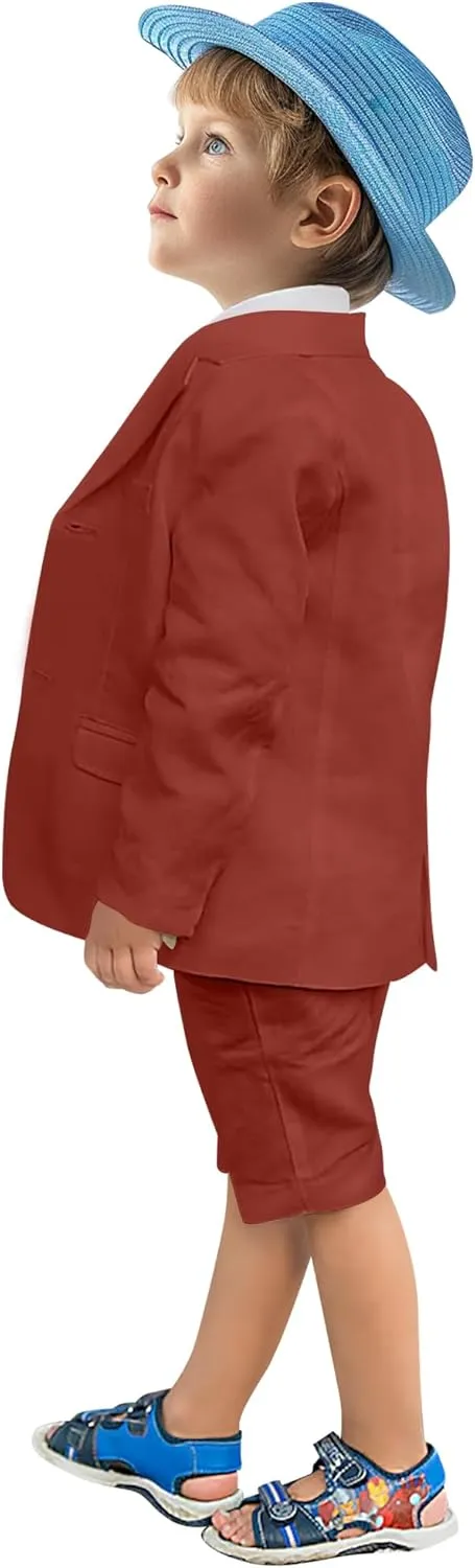 Boys' Suits 2 Piece Linen Suits Slim Fit Toddler Suit for Boys Beach Summer Wedding Outfit