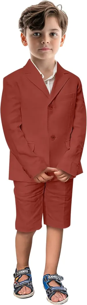 Boys' Suits 2 Piece Linen Suits Slim Fit Toddler Suit for Boys Beach Summer Wedding Outfit