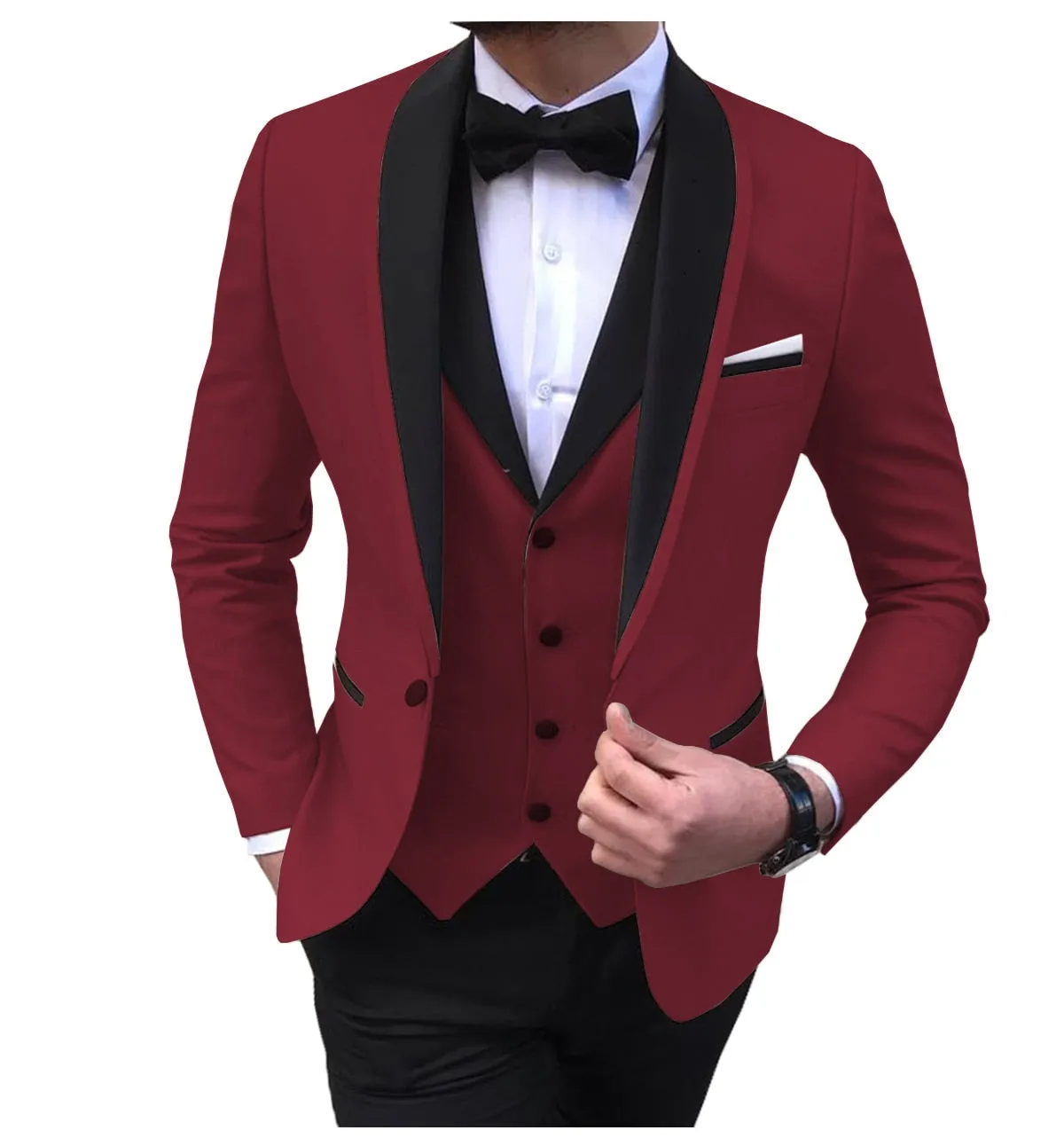 BRADLEY VIP SUITS Men's Fashion Formal 3 Piece Tuxedo (Jacket   Pants   Vest) Bronze Brown Suit Set