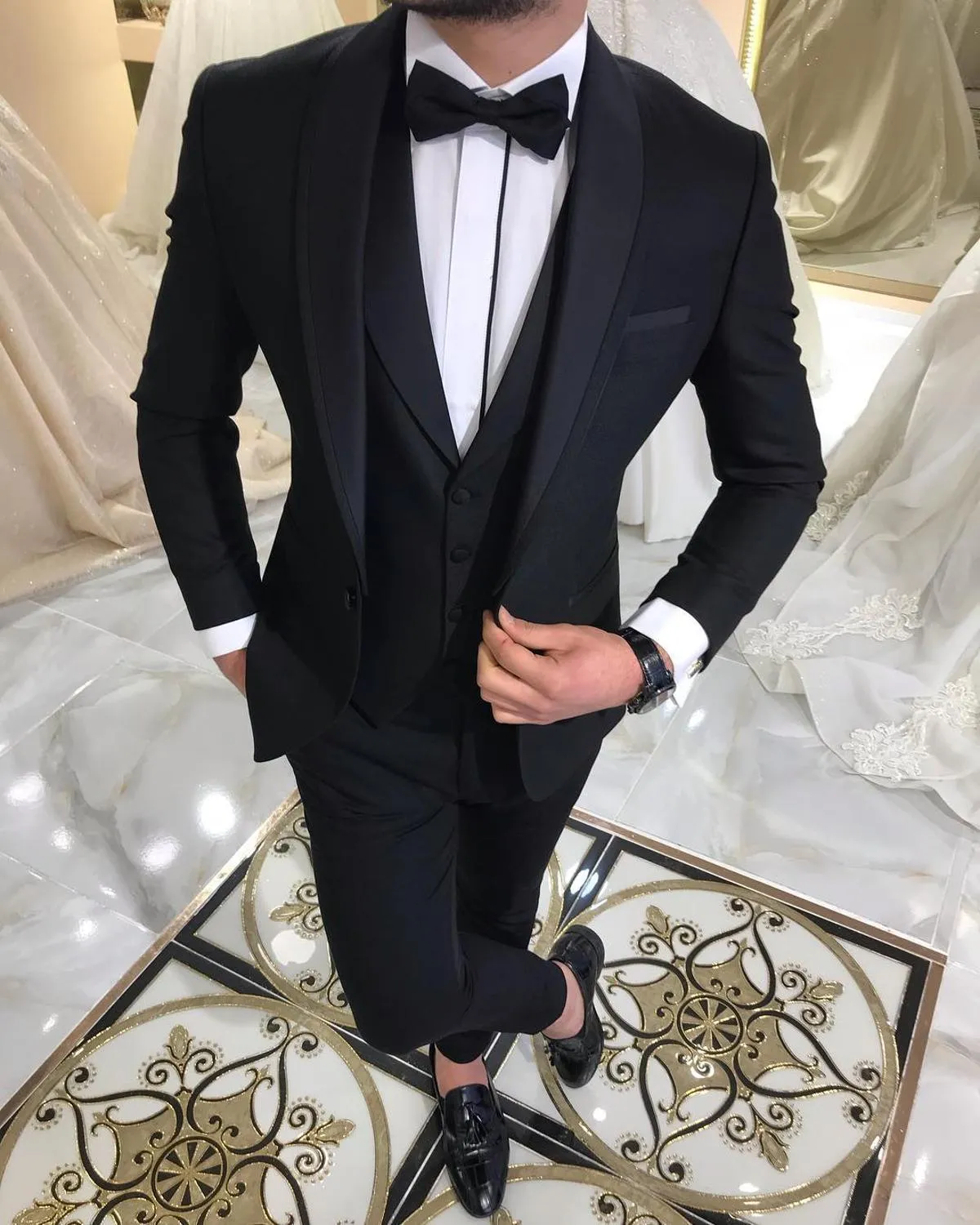 BRADLEY VIP SUITS Men's Fashion Formal 3 Piece Tuxedo (Jacket   Pants   Vest) Bronze Brown Suit Set