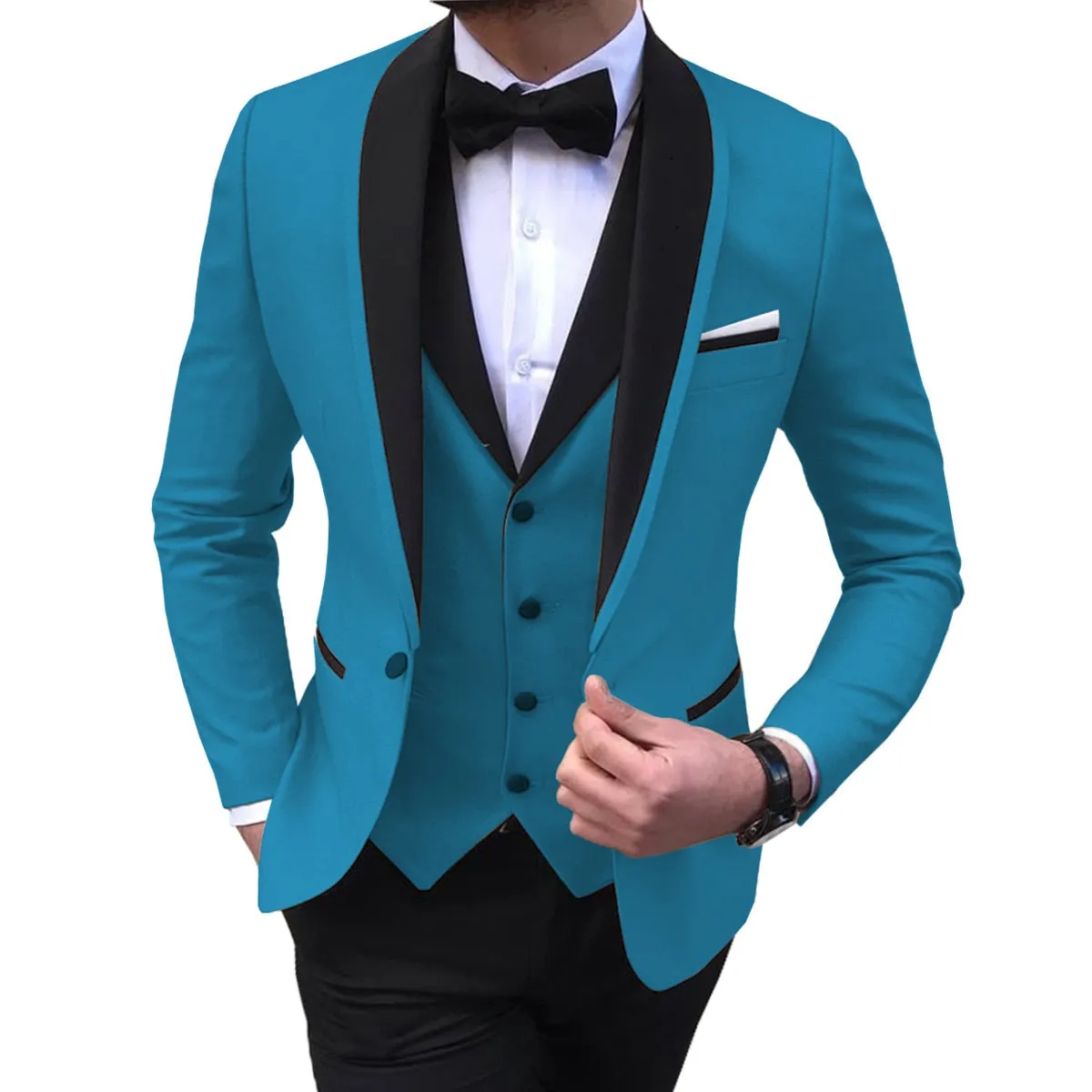 BRADLEY VIP SUITS Men's Fashion Formal 3 Piece Tuxedo (Jacket   Pants   Vest) Bronze Brown Suit Set