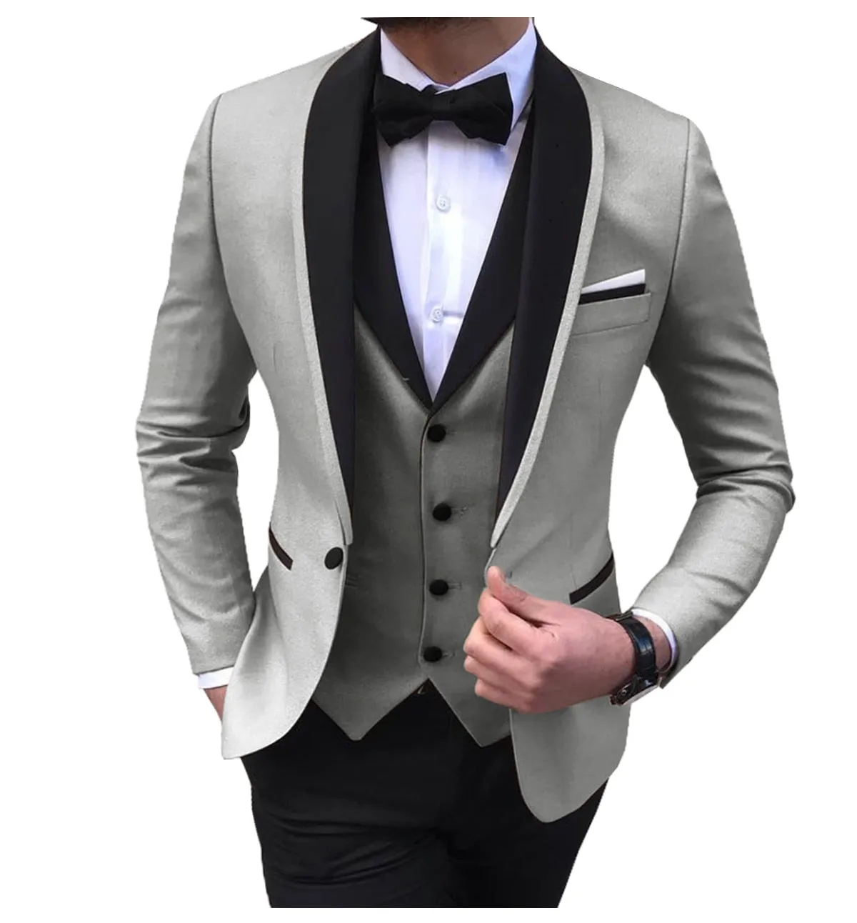 BRADLEY VIP SUITS Men's Fashion Formal 3 Piece Tuxedo (Jacket   Pants   Vest) Bronze Brown Suit Set