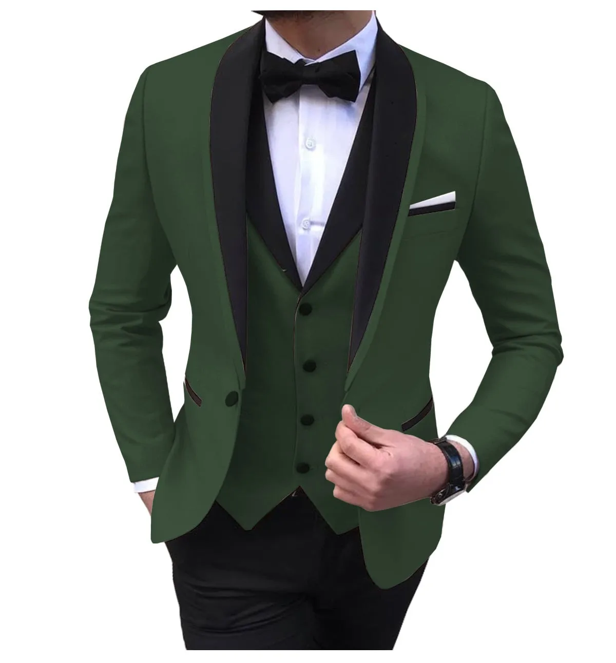 BRADLEY VIP SUITS Men's Fashion Formal 3 Piece Tuxedo (Jacket   Pants   Vest) White Suit Set