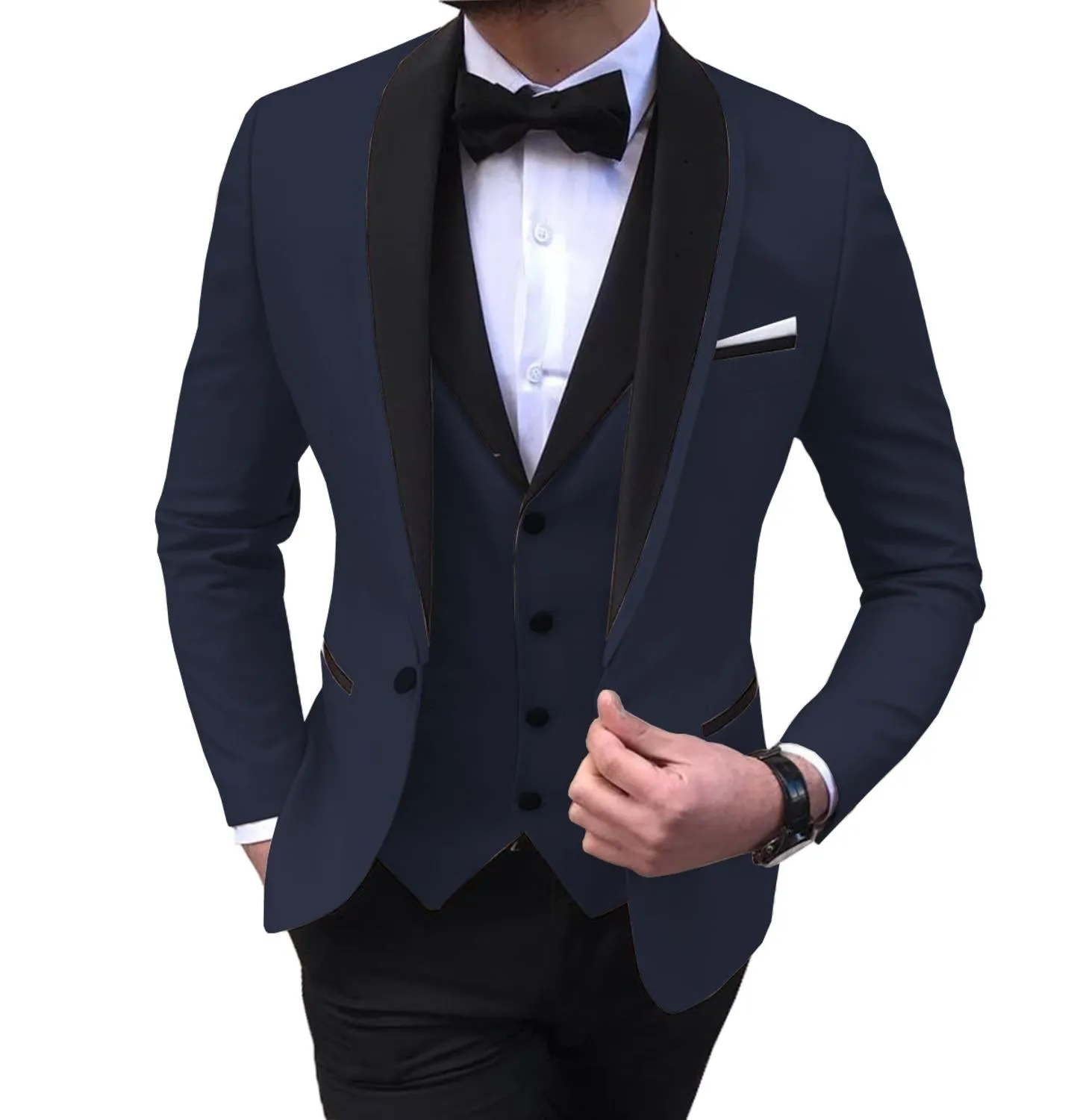 BRADLEY VIP SUITS Men's Fashion Formal 3 Piece Tuxedo (Jacket   Pants   Vest) White Suit Set
