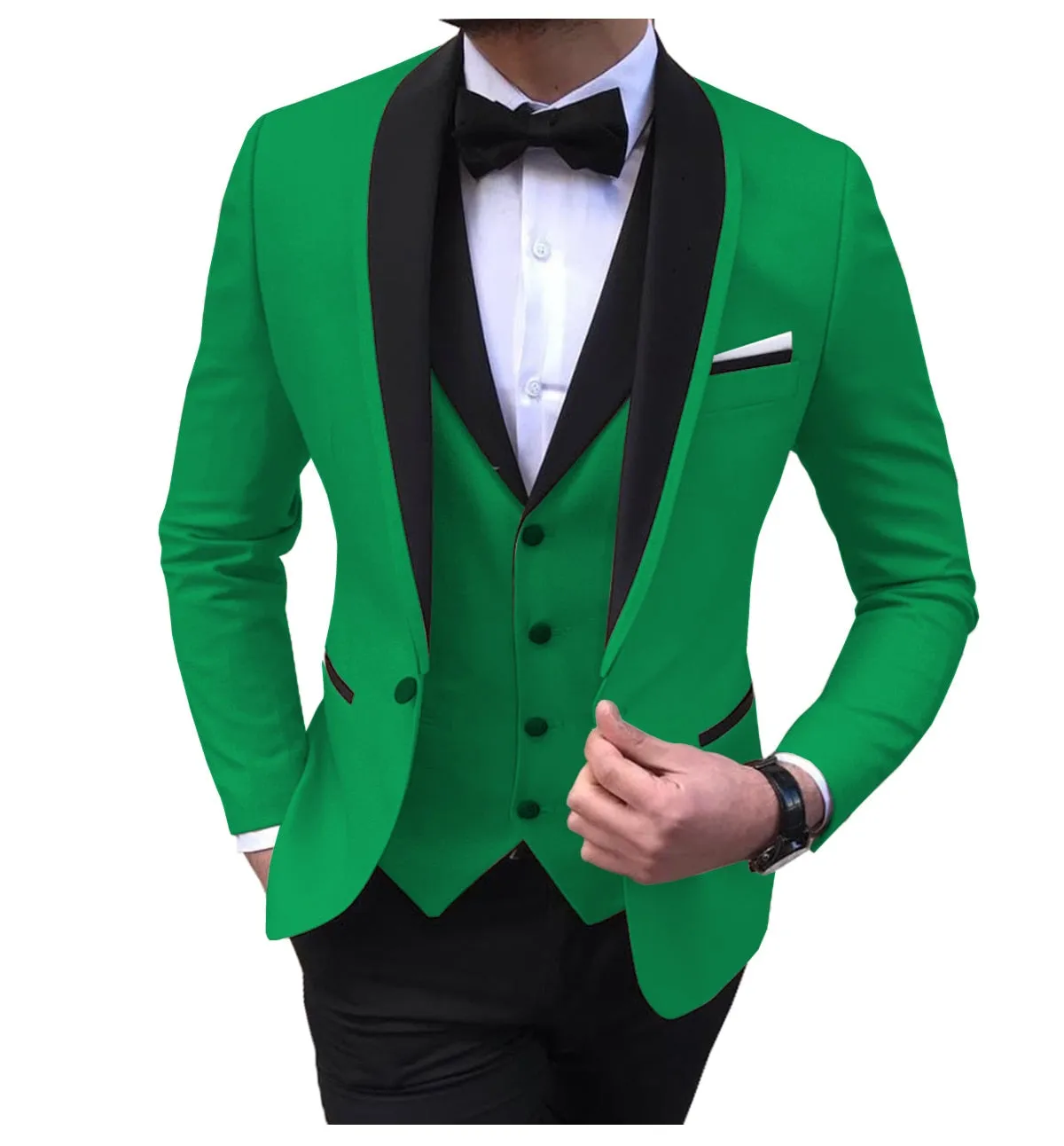 BRADLEY VIP SUITS Men's Fashion Formal 3 Piece Tuxedo (Jacket   Pants   Vest) White Suit Set