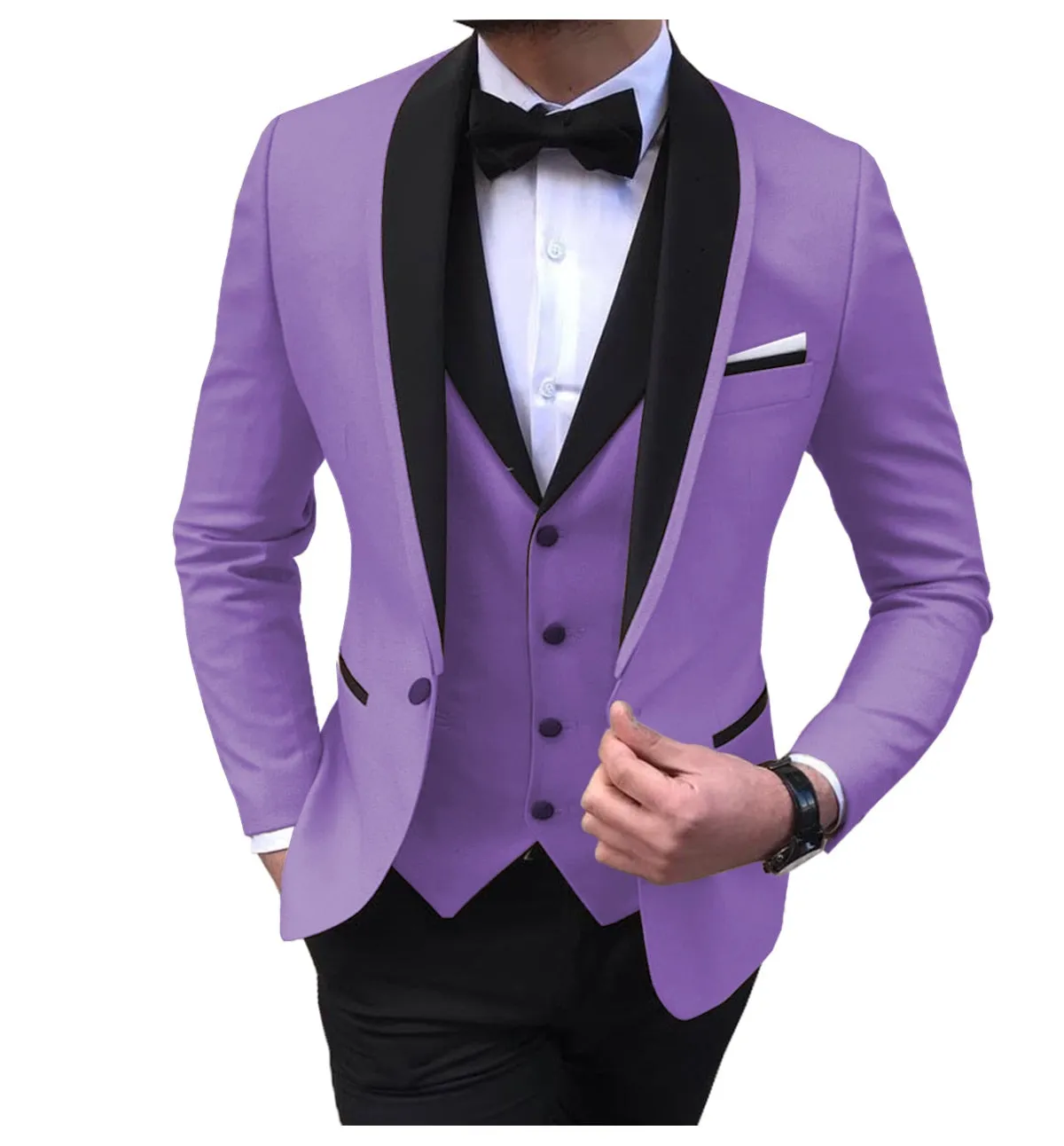 BRADLEY VIP SUITS Men's Fashion Formal 3 Piece Tuxedo (Jacket   Pants   Vest) White Suit Set