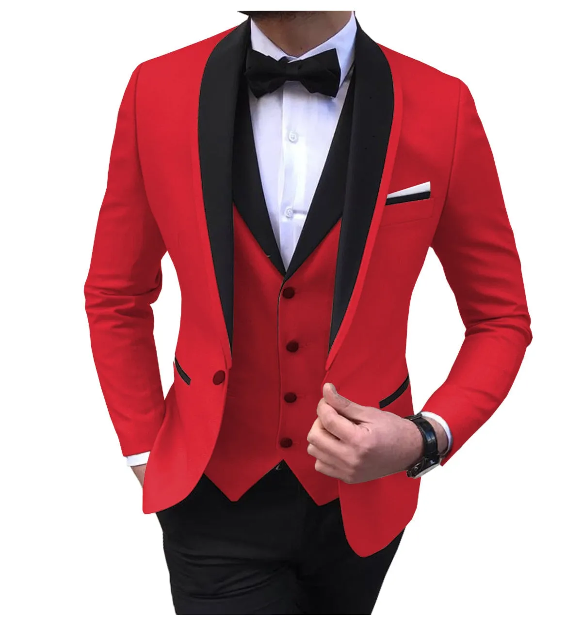 BRADLEY VIP SUITS Men's Fashion Formal 3 Piece Tuxedo (Jacket   Pants   Vest) White Suit Set