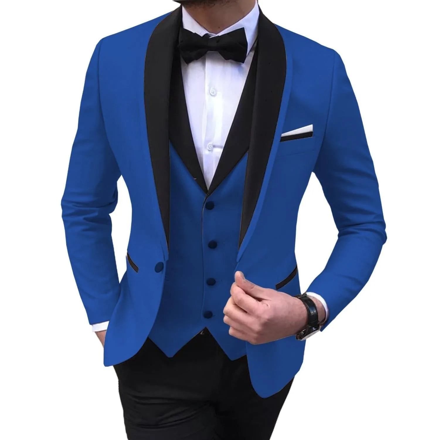 BRADLEY VIP SUITS Men's Fashion Formal 3 Piece Tuxedo (Jacket   Pants   Vest) White Suit Set