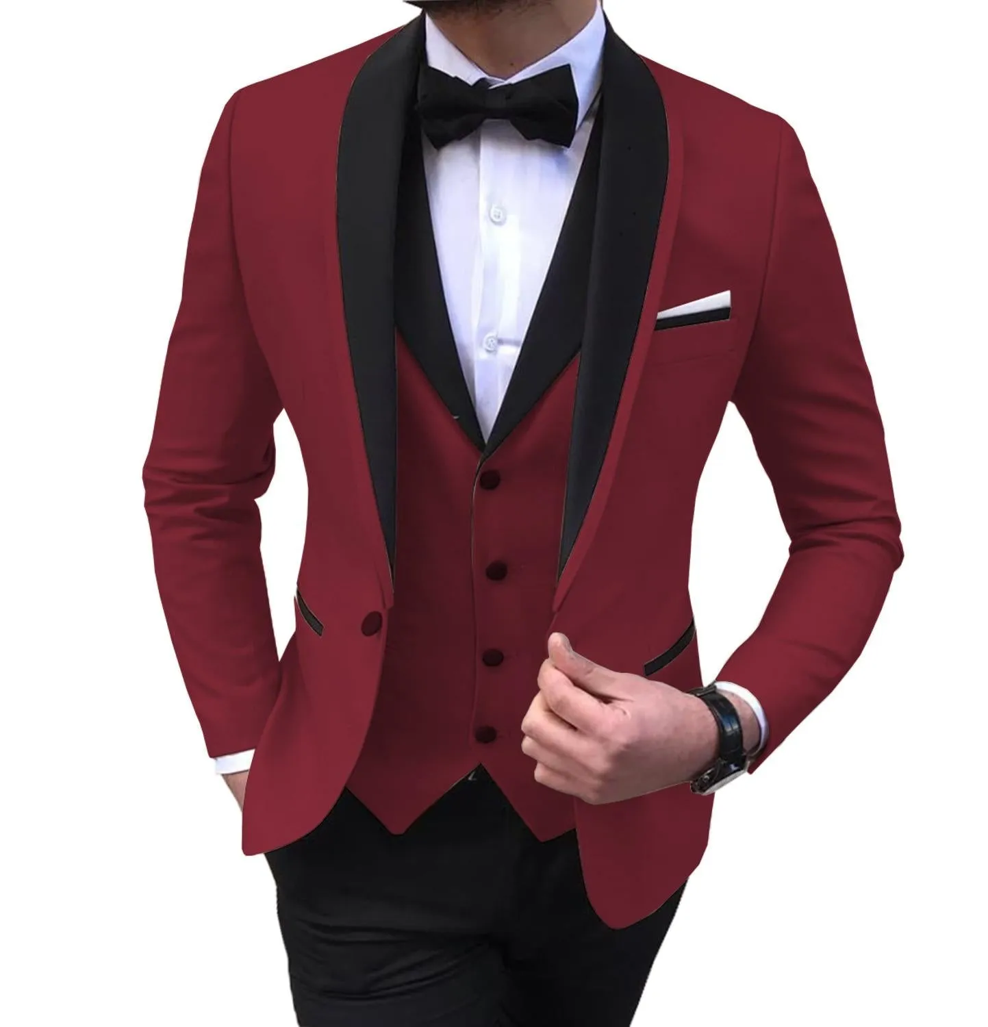 BRADLEY VIP SUITS Men's Fashion Formal 3 Piece Tuxedo (Jacket   Pants   Vest) White Suit Set