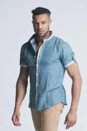 Brand Slim-fit Half Sleeve Linen Shirt