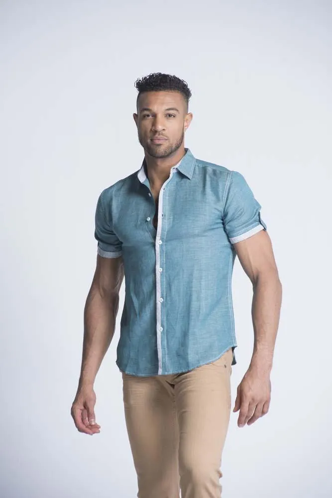 Brand Slim-fit Half Sleeve Linen Shirt