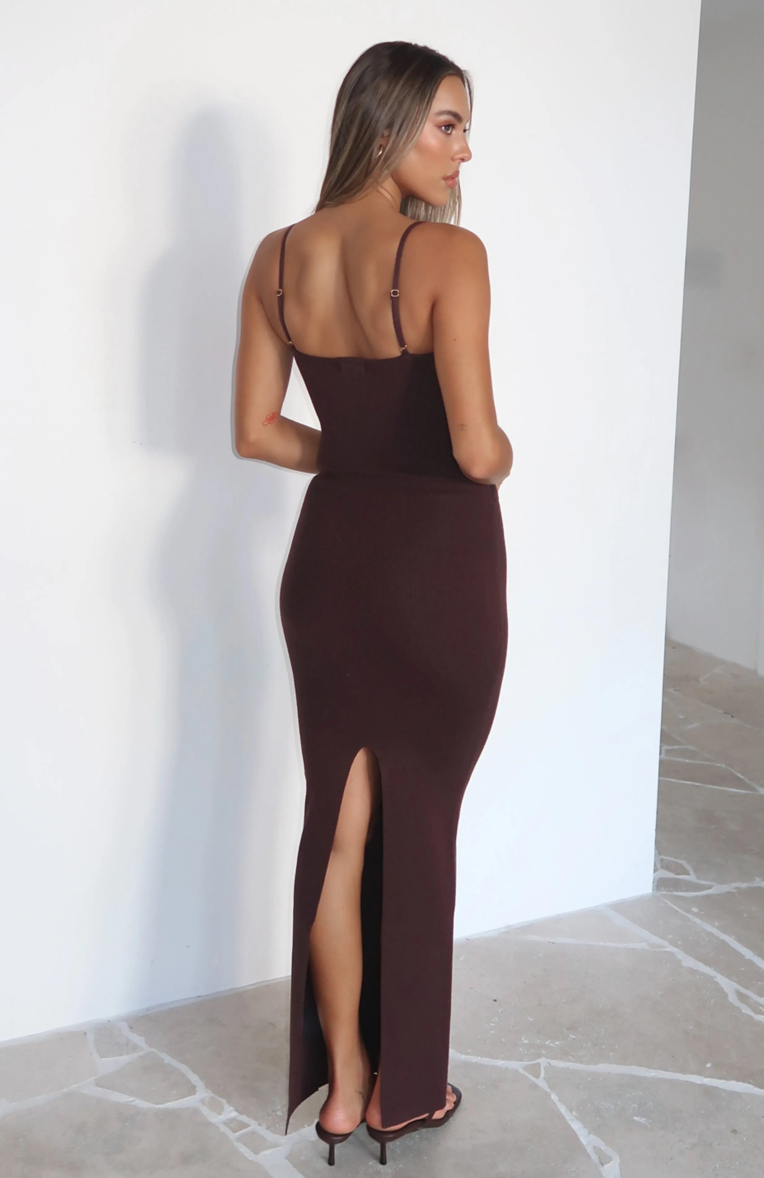 Petal Sleeve Architecture Break It Off Maxi Dress Espresso