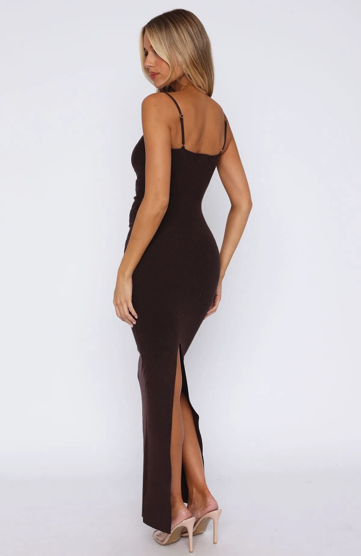Reflective Detailing Break It Off Maxi Dress Espresso
