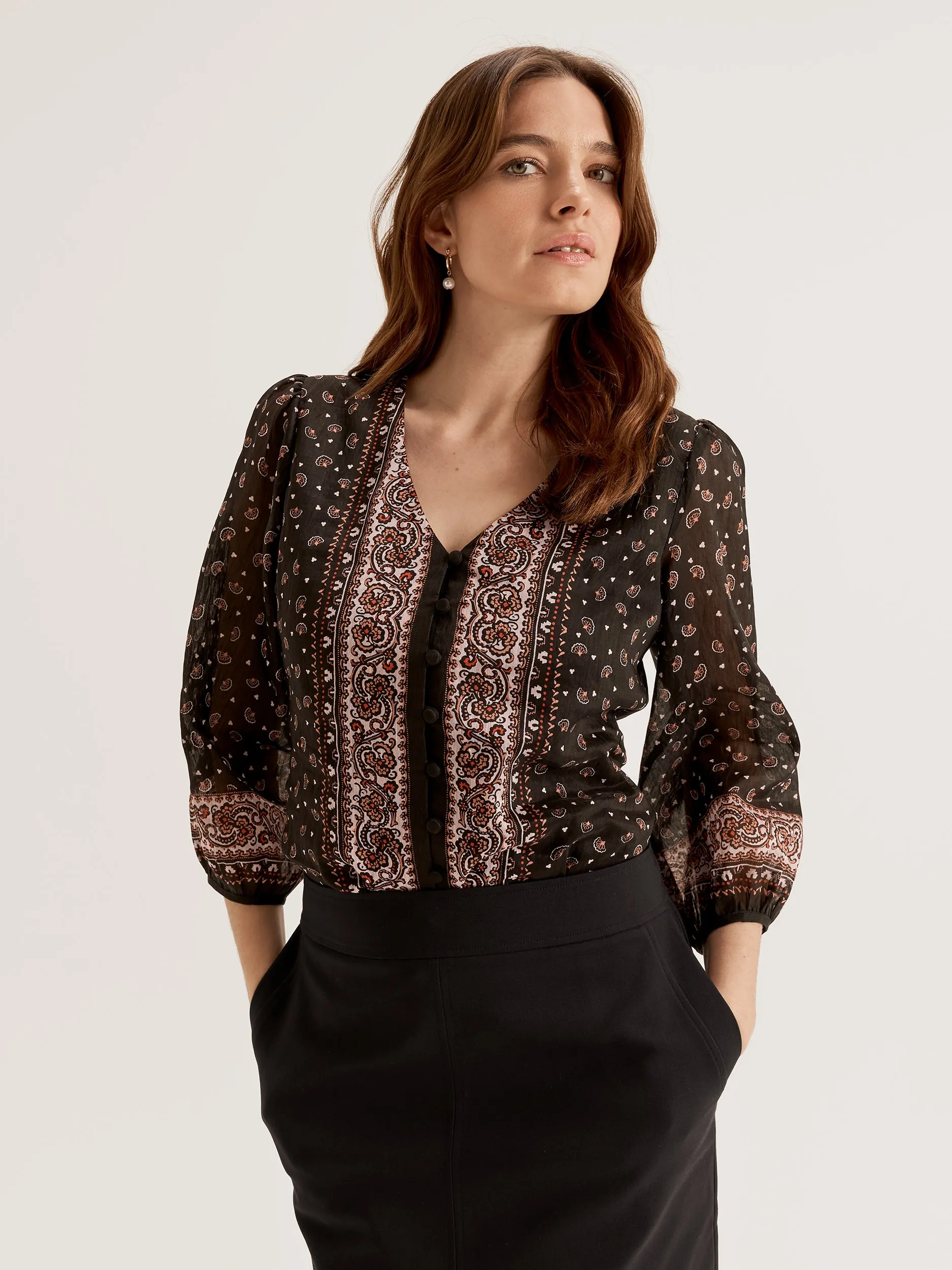 Portofino Paisley Blouse Hypoallergenic Lining