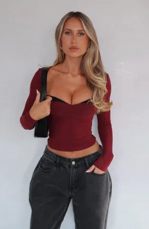 Everyday Look LightweightTexture Our Days Long Sleeve Bustier Burgundy