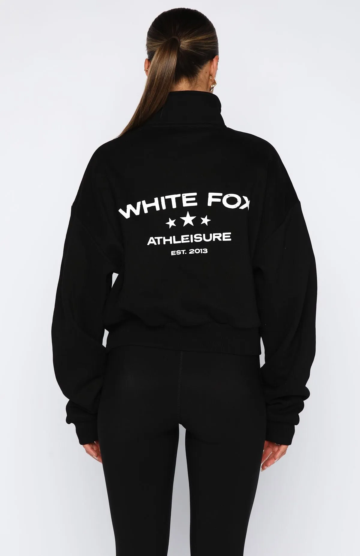 For What It's Worth Boxy Quarter Zip Sweater Black AdjustableClosure