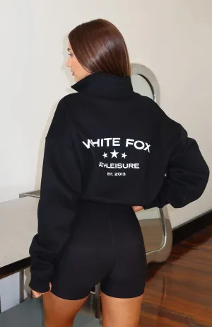 For What It's Worth Boxy Quarter Zip Sweater Black HeavyweightThermal EcoDyeProcess