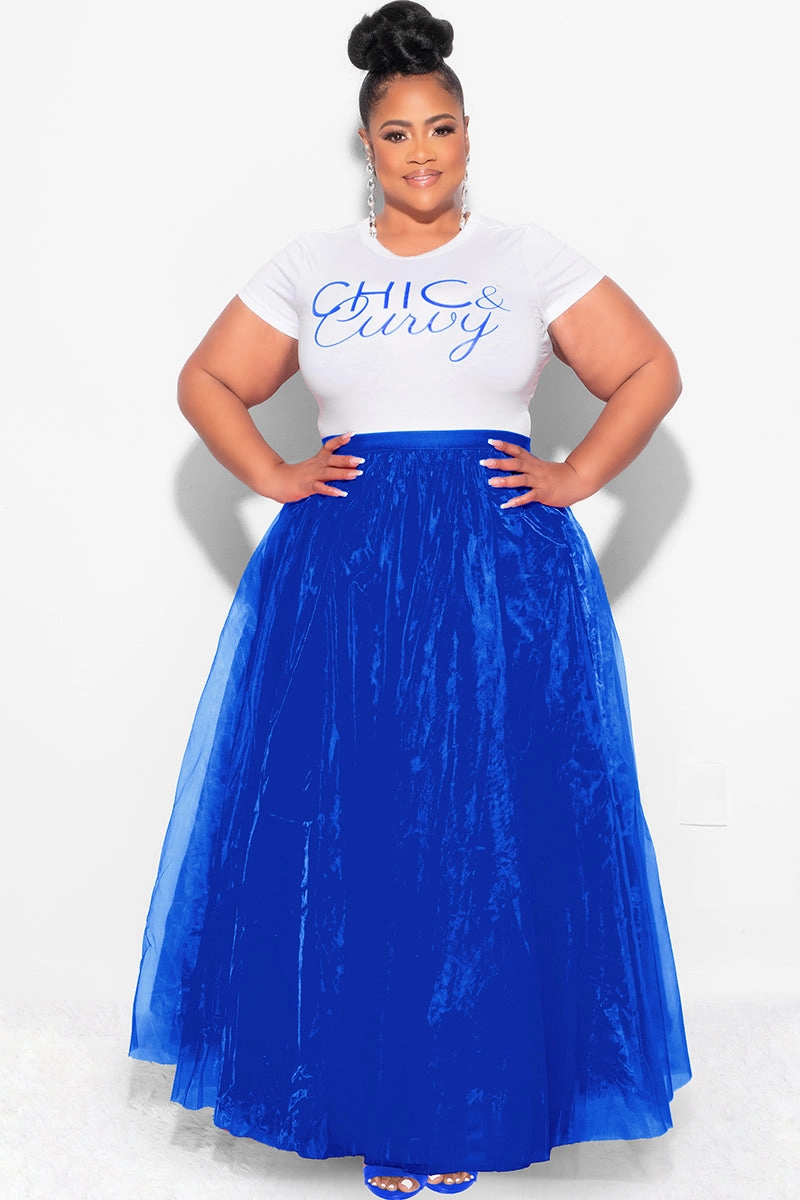 Friction Resistant Fabric Street Style Final Sale Plus Size Maxi Tulle Tutu Skirt in Royal Blue (SKIRT ONLY)